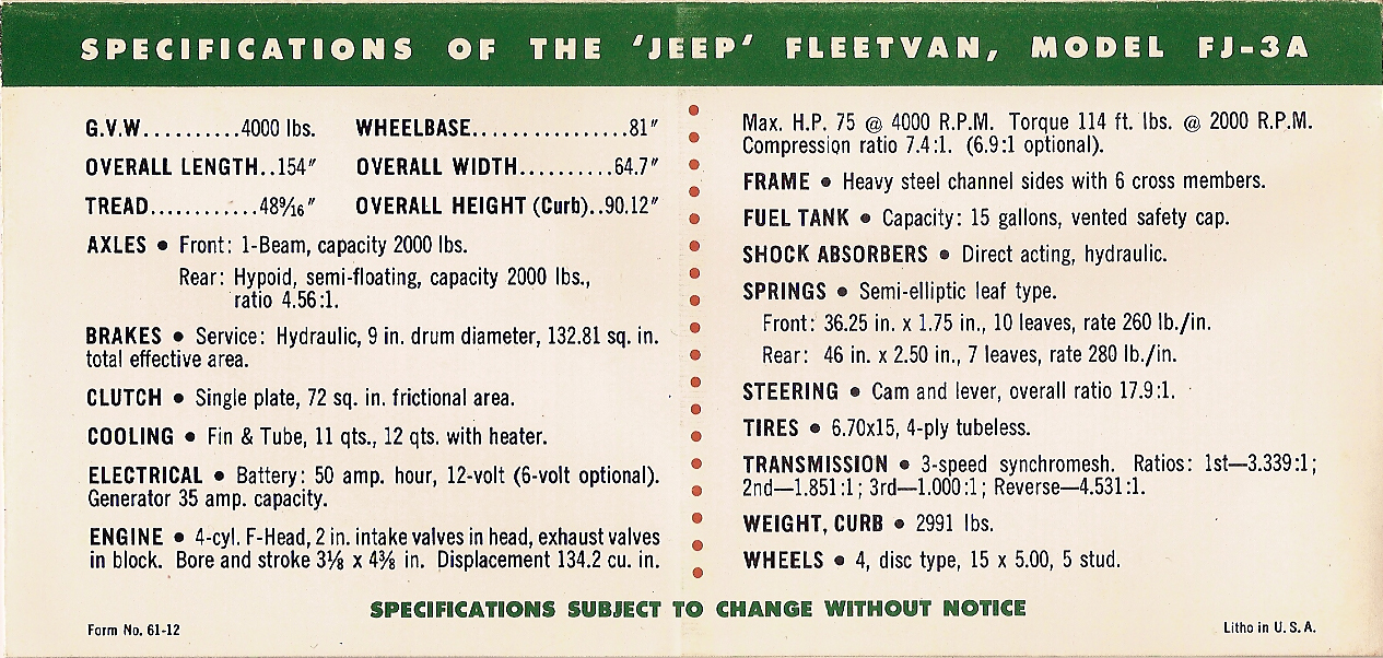 1961 Jeep Fleetvan Brochure Page 2